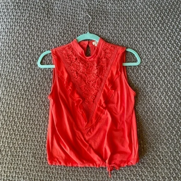 Anthropologie Tiny Emma Orange Lace Ruffle Tank in Sz XS - Picture 5 of 10